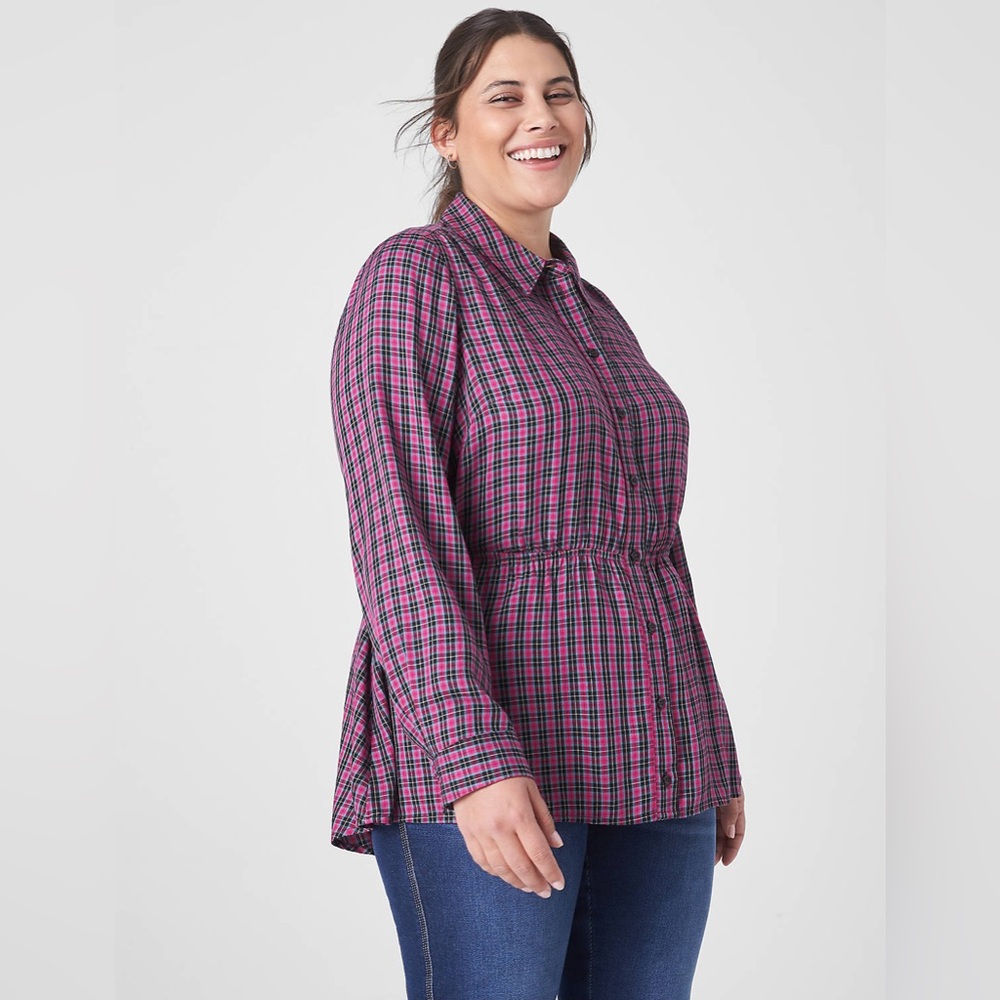 Lane Bryant - Classic Button-Front Elastic-Waist Tunic